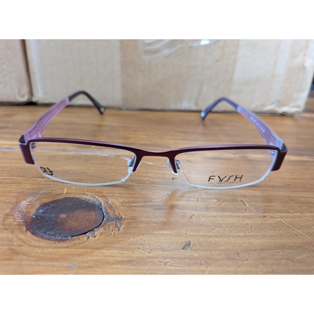 FYSH Eyewear Frame 3405 51-18-135 Purple Rectangular Half Rim Eyeglasses